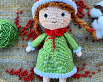 Christmas gift crochet doll, Christmas girl, Christmas doll, Gift Crochet doll