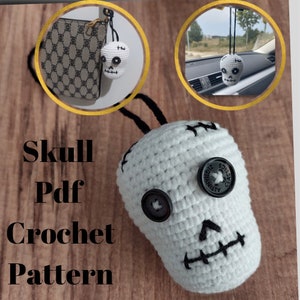 Halloween crochet pattern, (VİDEO) Skull amigurumi English pattern,  Amigurumi beginner pattern,  Halloween skull crochet pattern