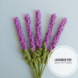 Crochet lavender English pattern video, Amigurumi lavender flower pattern, Easy crochet flower bouquet pattern image 3