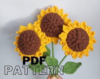 Sunflower crochet pattern,  English flower pattern