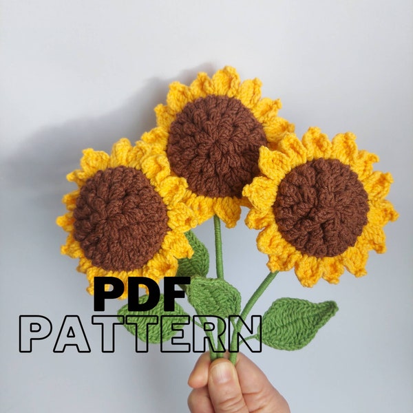 Sunflower crochet pattern,  English flower pattern