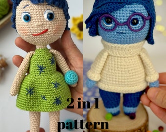 Joy and sadness crochet pattern inspired by inside out
