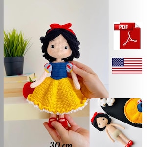 Snow White Inspired Amigurumi Doll Pattern – PDF Downloadable Crochet Instruction (English) – Inspired by a Classic Fairytale Hero