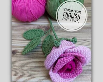 Crochet rose bouquet pattern,  Easy crochet rose pattern