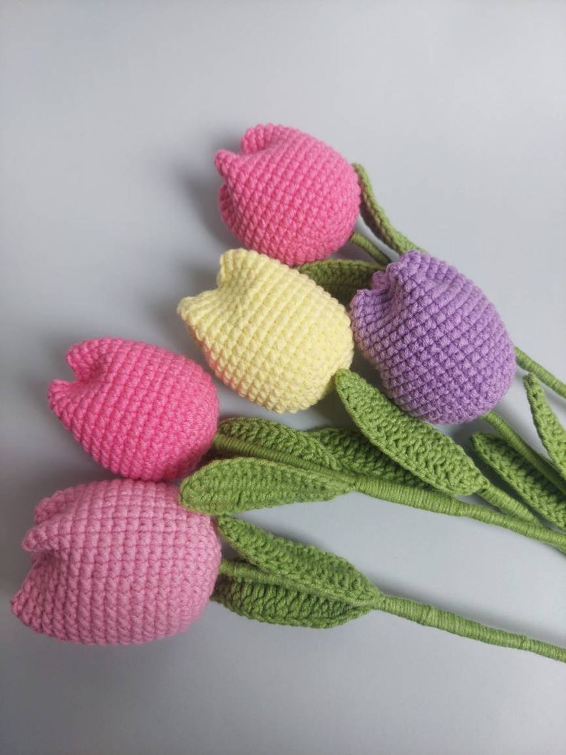 Crochet Tulip English Pattern Easy Crochet Flower Pattern Etsy