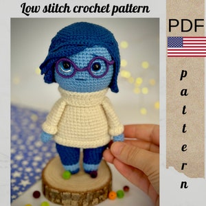 Crochet Sadness Amigurumi Anleitung, Häkelanleitung für Filmfiguren, Low Stitch Häkelanleitung