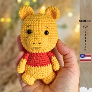 Winnie Pooh Crochet pattern, keychain bear pattern