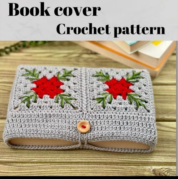 Crochet Book Cover Pattern, Crochet Book Sleeve with Button, Christmas Crochet pattern