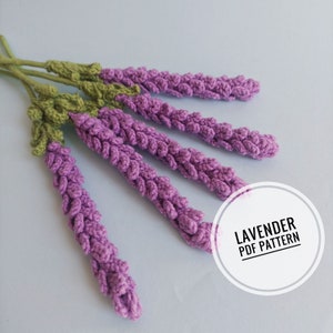 Crochet lavender English pattern video, Amigurumi lavender flower pattern, Easy crochet flower bouquet pattern image 1