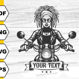 Afro Biker Frau svg. Mädchen auf Motorrad Silhouette schneiden Dateien. Schwarzes Mädchen Motor svg. Lady Biker png. Frau Motorrad svg.