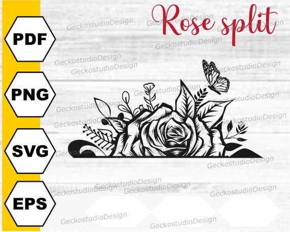 Rose svg Rose monogram, Rose flower svg, Split monogram