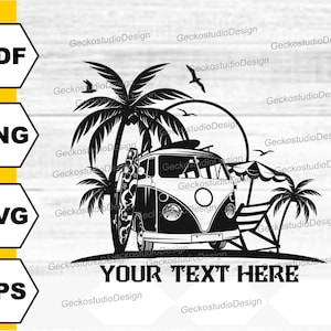 Strand Van svg. Vintage Surf Van svg. Van Silhouette geschnitten Dateien. Strand Van Clipart. Hippie Van Silhouette.