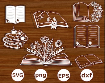 Floral Book svg. Floral Book clipart. Floral Book silhouette. Floral Book svg bundle. Book with Flowers. Floral Book cut files. Book PNG.