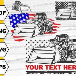 US Wheel Loader svg. Bolldozer svg. Heav Equipment svg. Dozer svg. Construction Equipment svg. Bulldozer Flag svg. American Flag svg.