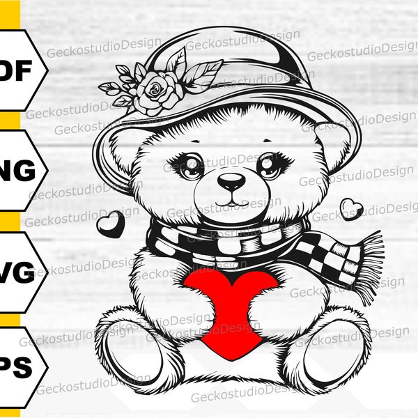 Cute Teddy Bear svg. Teddy Bear svg. Teddy Bear silhouette cut files. Teddy Bear With Heart svg. Valentine's Bear svg. Cute Teddy svg.