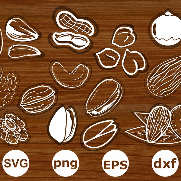 Nuts svg . Nuts silhouette . Nuts cut files . Nuts clipart . Nuts vector . Natural organic nuts svg . Nut svg bundle . Nutcracker svg