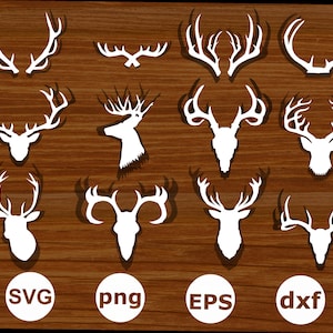 Deer Head SVG, Deer Head Silhouette, Deer Head Clipart, Deer Svg , Deer Head Cut Files for Cricut . Antlers SVG . Antlers Silhouette