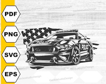 Police Car svg. Us Police Car svg. Police silhouette cut files. Police Officer png. Emergency Services svg. Patriotic Police svg.