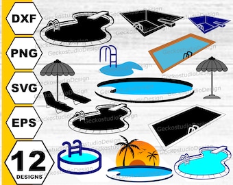 Swimming pool svg . Swimming pool cut files . Swimming pool clipart . Swimming pool silhouette . Swimming pool vector . Beach chair svg