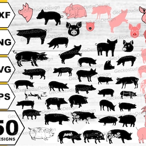 Pig svg . Pig clipart . Pig silhouette . Pork svg . Pork silhouette . Pork clipart .Pig svg bundle . Pig head svg .Pig vector . pig cut file