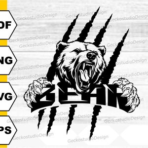 Bear svg. Bear Head svg. Bear silhouette cut files. Roaring Bear svg.
