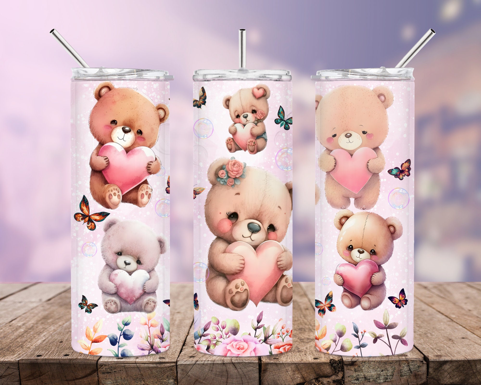 Teddy Bear Tumbler Wrap. Teddy Bear 20 Oz Skinny. Teddy Bear PNG. Baby ...
