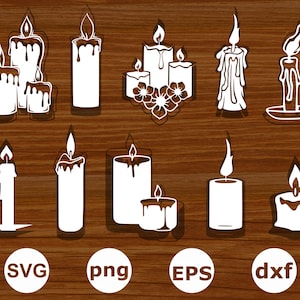 Kerzensvg. Kerze Silhouette. Kerzenschnittdateien. Kerzen clipart. Kerzen svg Bündel. Kerzenvektor. Gebetskerze Svg Datei für Cricut