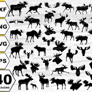 Moose svg . Moose Gewei svg . Het silhouet van de elanden. Moose clipart . Elanden gesneden bestand . Moose hoofd svg . Elandenvector