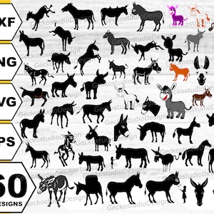Esel Silhouette. Esel svg. Esel Clipart. Esel Vektor. Esel svg für Cricut. Eselkopf svg. Baby Esel svg