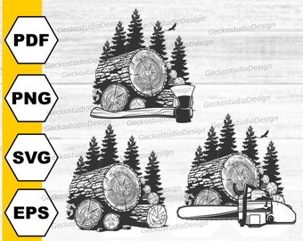 Logging svg. Wood Saw Blade svg. Wood Working svg. Lumberjack silhouette cut files. Lumber clipart. Chainsaw Lumberjack svg. Wood svg.