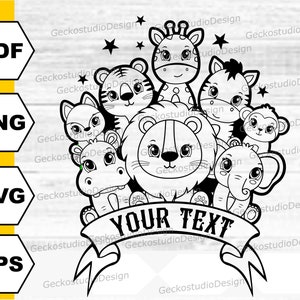 Cute Animal svg. Jungle Animal svg. Zoo silhouette cut files. Zoo clipart. Jungle Animal clipart PNG. Animal clipart