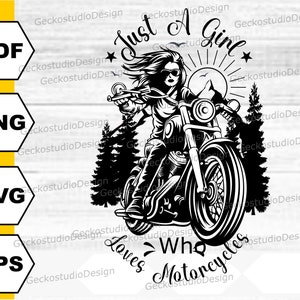 Racing Motor Girl svg. Bara en tjej som älskar motorcykel svg. Racing silhuett klippfiler. Flicka Biker svg. Bikerkvinna svg. Flicka som kör svg.