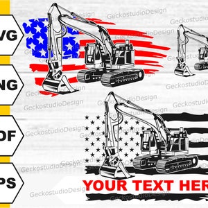 US Bagger svg. Bagger png. Schweres Ausrüstungssvg, Konstruktionssvg. Bagger Clipart. Bagger svg. Bagger Flagge svg. Backhoe svg.