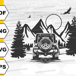American Classic Offroad svg. Offroad Car Forest silhouette cut files. Hiking png. Cute Offroad Truck clipart. Offroad svg