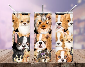 Cute Dog Tumbler Wrap png. Puppy 20oz Skinny Tumbler Sublimation. Dog Sublimation Design. Puppy Tumbler png. Dog Tumbler Background png.