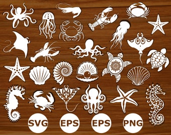 Ocean svg . Ocean cut files . Sea svg . Sea silhouette . Ocean silhouette. Ocean Animals svg . Ocean svg bundle . Under the Sea svg