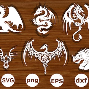 Dragon svg . Silhouette de dragon . Dragon couper les fichiers . Clipart dragon . Vecteur dragon .  Dragon t-shirt . Dragon svg bundle . Tête Dragon svg