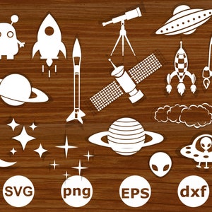 Raket-svg. Ruimte Raket svg. Raket schip svg. Sterren ruimte svg. Planeten-svg. Raket wit en silhouet clipart gesneden bestanden. PNG