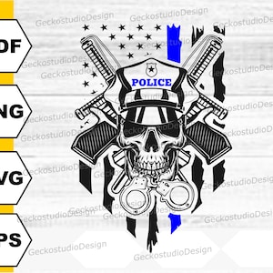 US Skull Police svg. Police Officer svg. Police Flag svg. Police Dad svg. Police png. Police Shirt svg. Back The Blue svg. Blue Line svg.