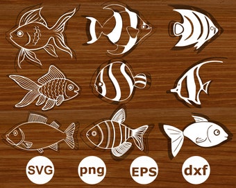 Fish svg . Fish silhouette . Fish cut files . Fish clipart . Fish vector . Fish svg bundle . Fishing svg . Fish template svg
