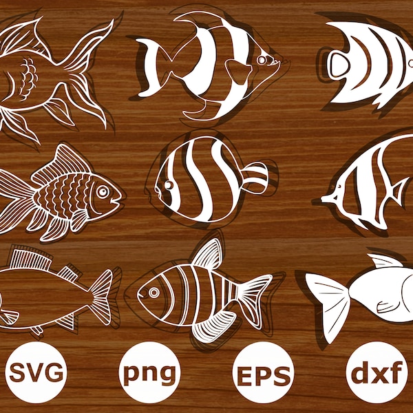 Fish svg . Fish silhouette . Fish cut files . Fish clipart . Fish vector . Fish svg bundle . Fishing svg . Fish template svg