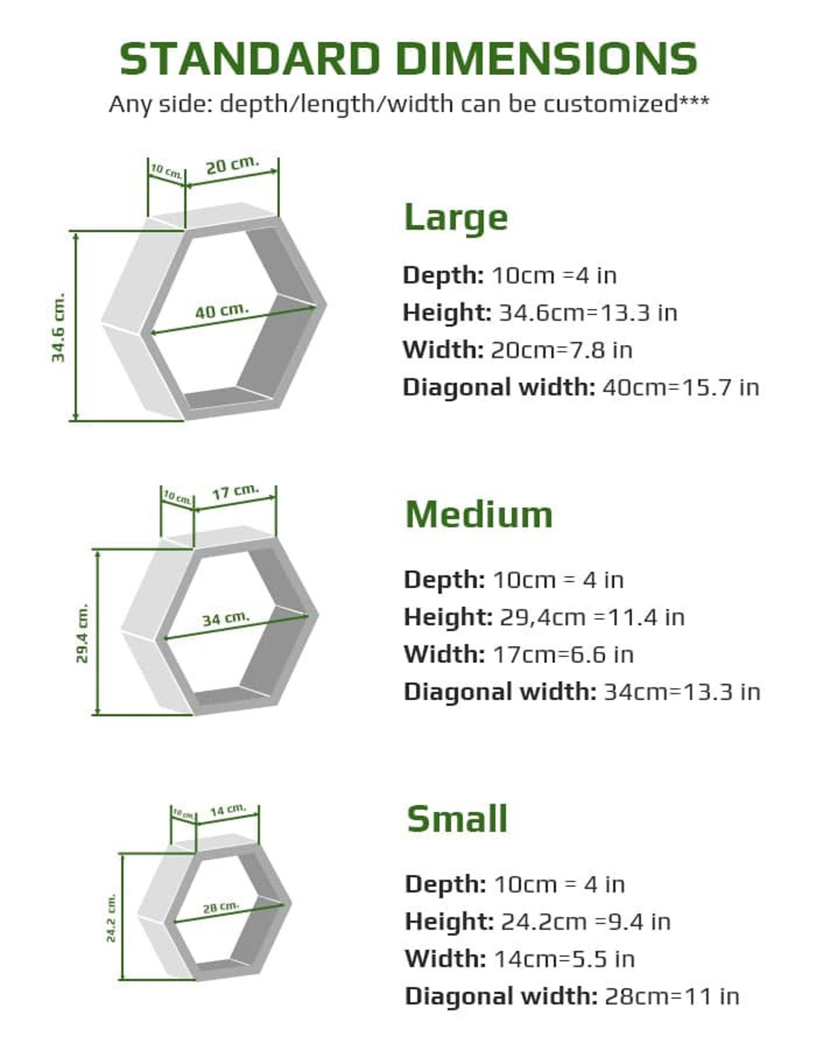 White Shelving Hexagon Shelves Set of 3 Wooden Etsy