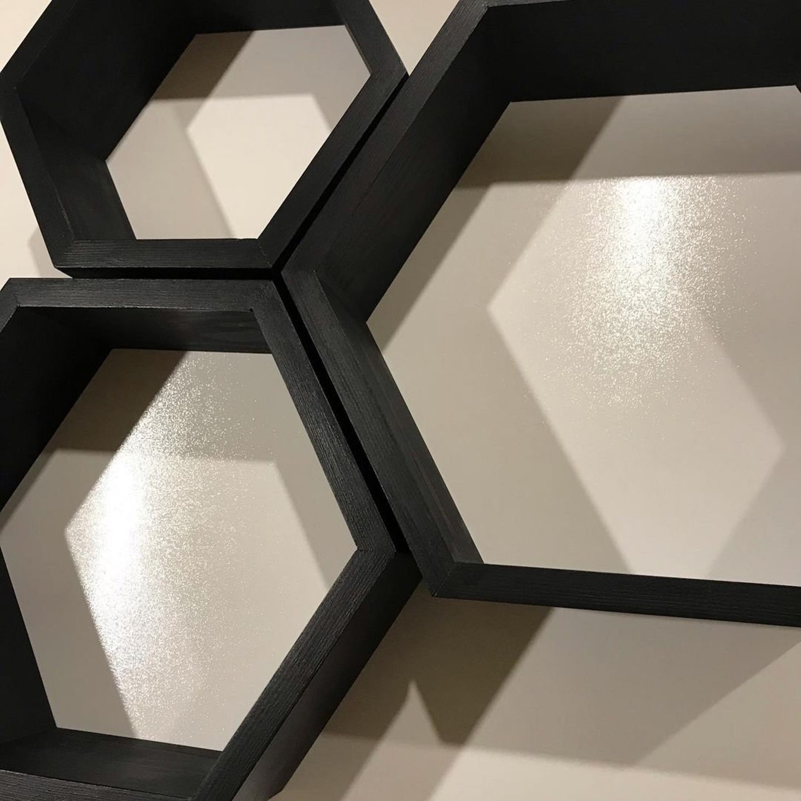 Schwarzes BienenwabeRegal Wandregal 3erSet Schwarzes Etsy