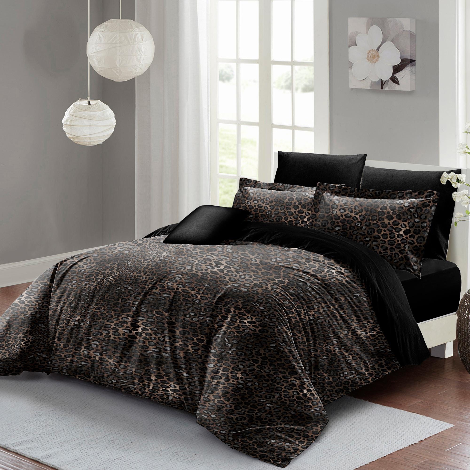 Ensemble housse de couette en satin de coton léopard 3D, décoration d'intérieur housse de couette en satin de coton léopard 3D, ensemble de housse de couette minimaliste léopard