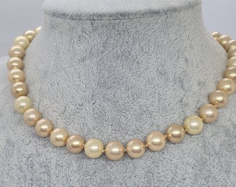 Vintage CAROLEE Faux Pearl Choker Necklace: Gold-Tone & Matte Chain