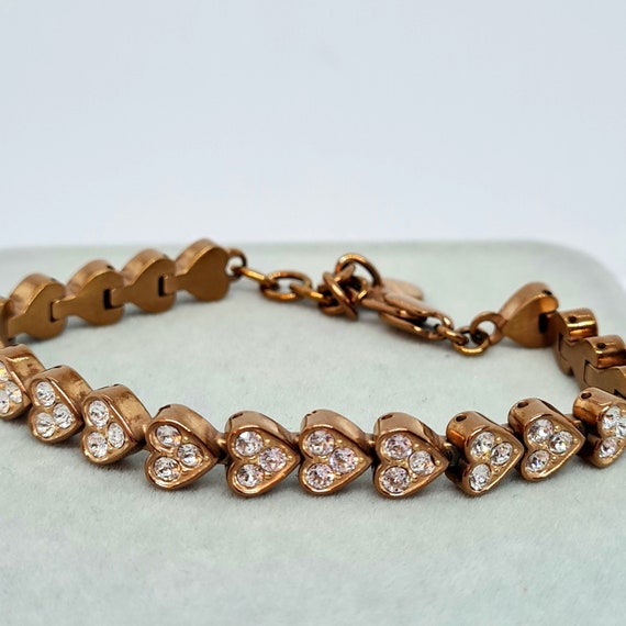 Vintage DYRBERG/KERN hearts tennis bracelet Rose … - image 1