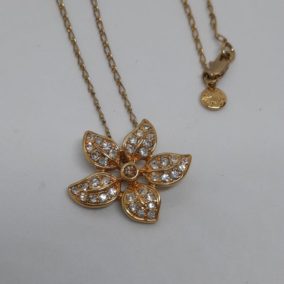 J.CREW flower pendant necklace Vintage gold tone … - image 1