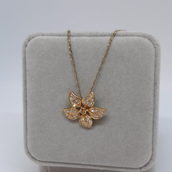 J.CREW flower pendant necklace Vintage gold tone … - image 6