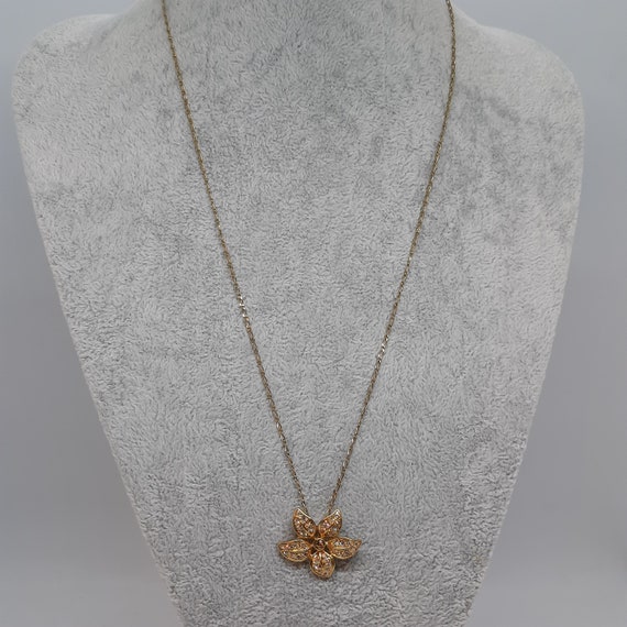 J.CREW flower pendant necklace Vintage gold tone … - image 2