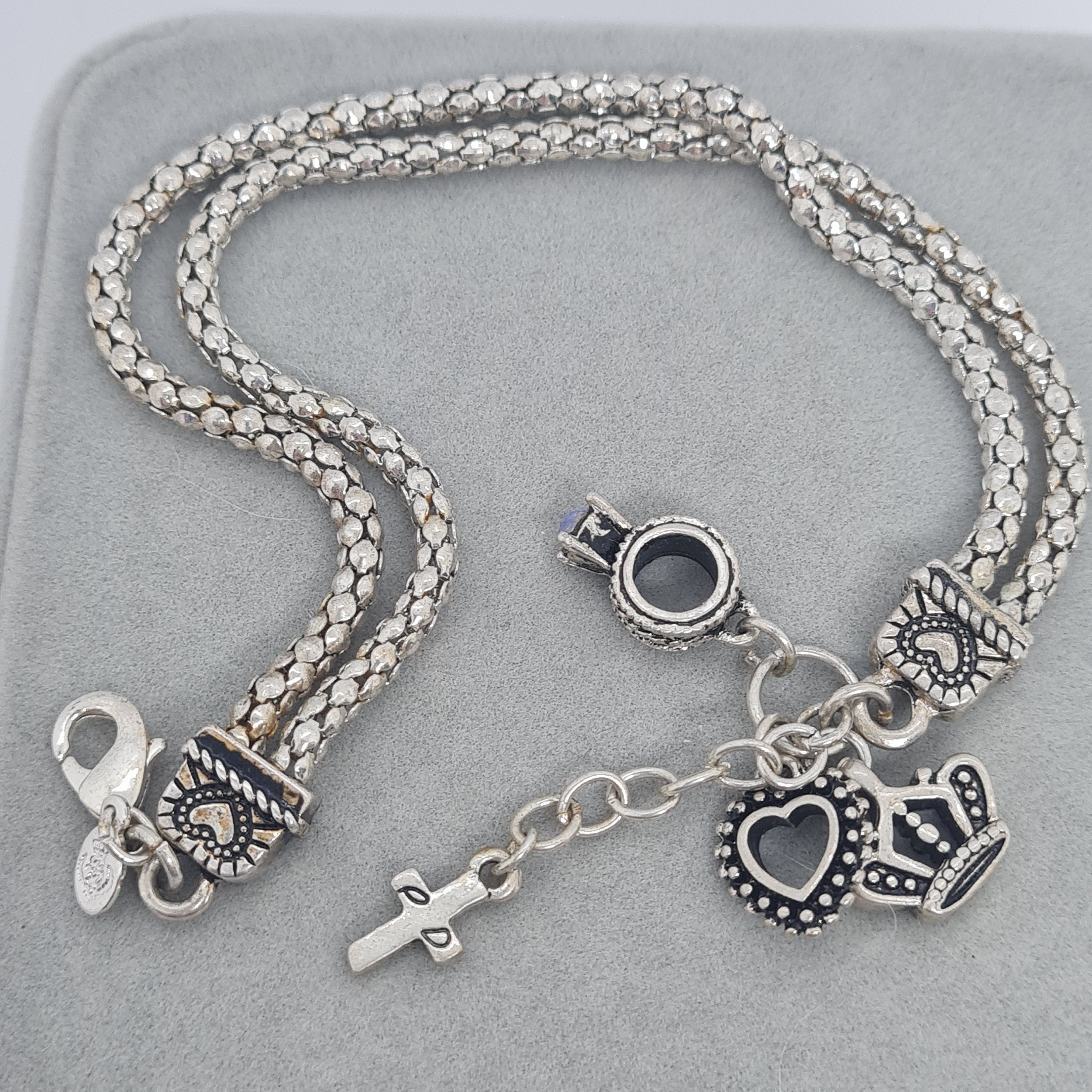 Vintage PREMIER DESIGNS Bracelet Silver Tone Chain Bracelet  Vintage Premier Designs Silver Heart Link Bracelet main image 0